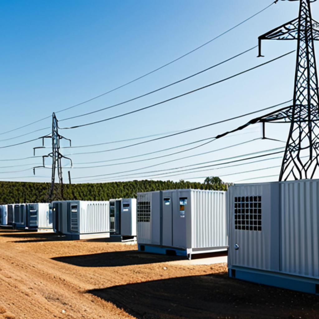 리튬이온 배터리와 ESS의 관계 - Grid-Scale Battery Installation**

"A vast field of containerized lithium-ion battery energy storage...