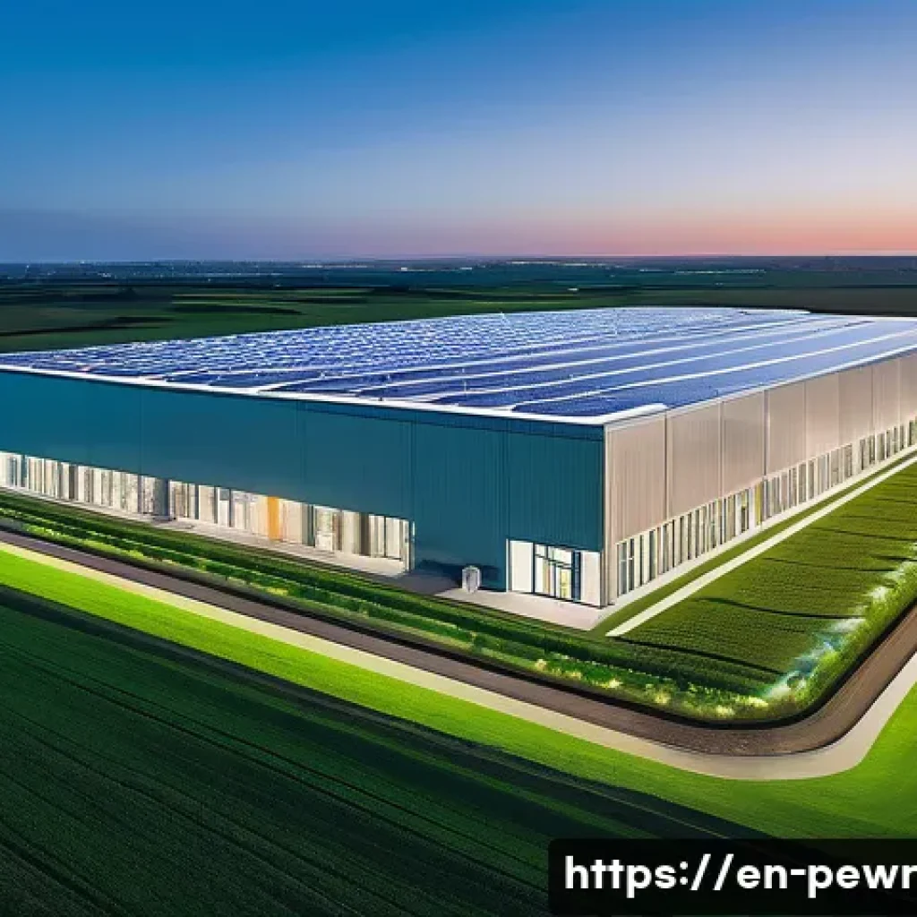 ESS의 재정적 가치 평가 - A sleek, futuristic energy storage system (ESS) facility in a lush, vibrant green landscape under a ...