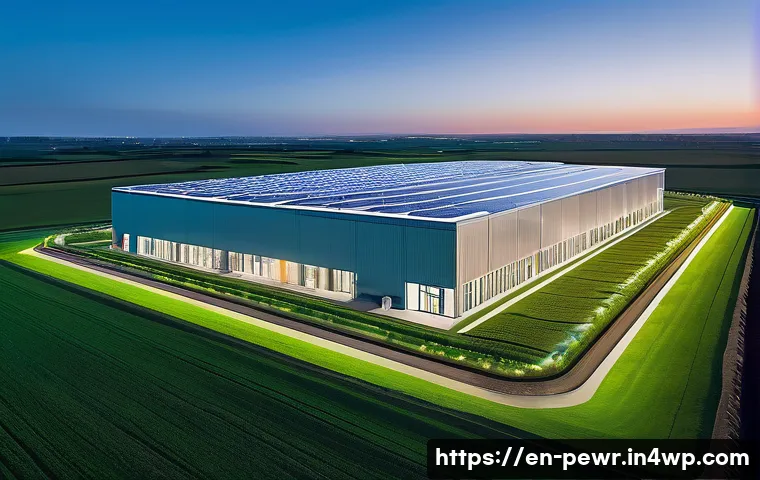 ESS의 재정적 가치 평가 - A sleek, futuristic energy storage system (ESS) facility in a lush, vibrant green landscape under a ...