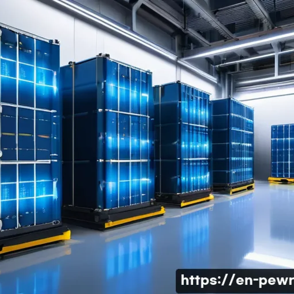 ESS의 최신 기술 및 혁신 동향 - A highly detailed cross-sectional illustration of a cutting-edge solid-state battery, showcasing the...