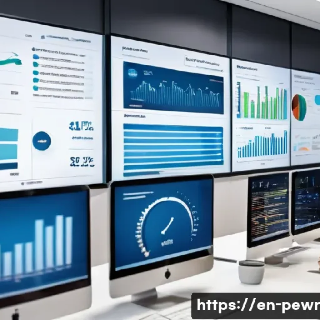 ESS의 데이터 분석 및 활용 사례 - A modern corporate office environment showing a diverse team of professionals collaboratively analyz...