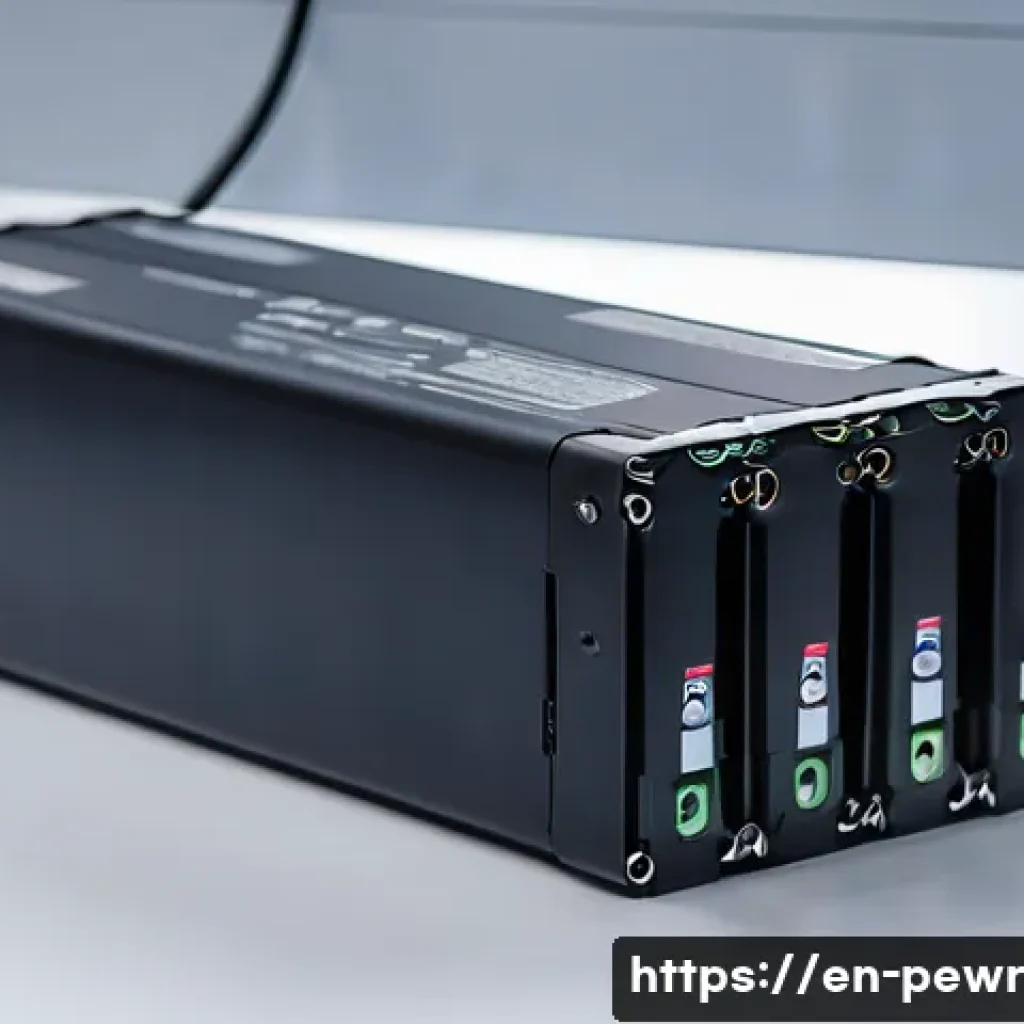 에너지저장장치 설치 비용 분석 - A detailed close-up of a modern lithium-ion battery pack for home energy storage, showcasing sleek b...
