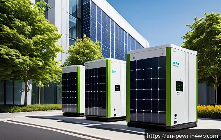 ESS의 환경적 영향 - A futuristic urban energy storage installation featuring large-scale lithium-ion and flow battery sy...